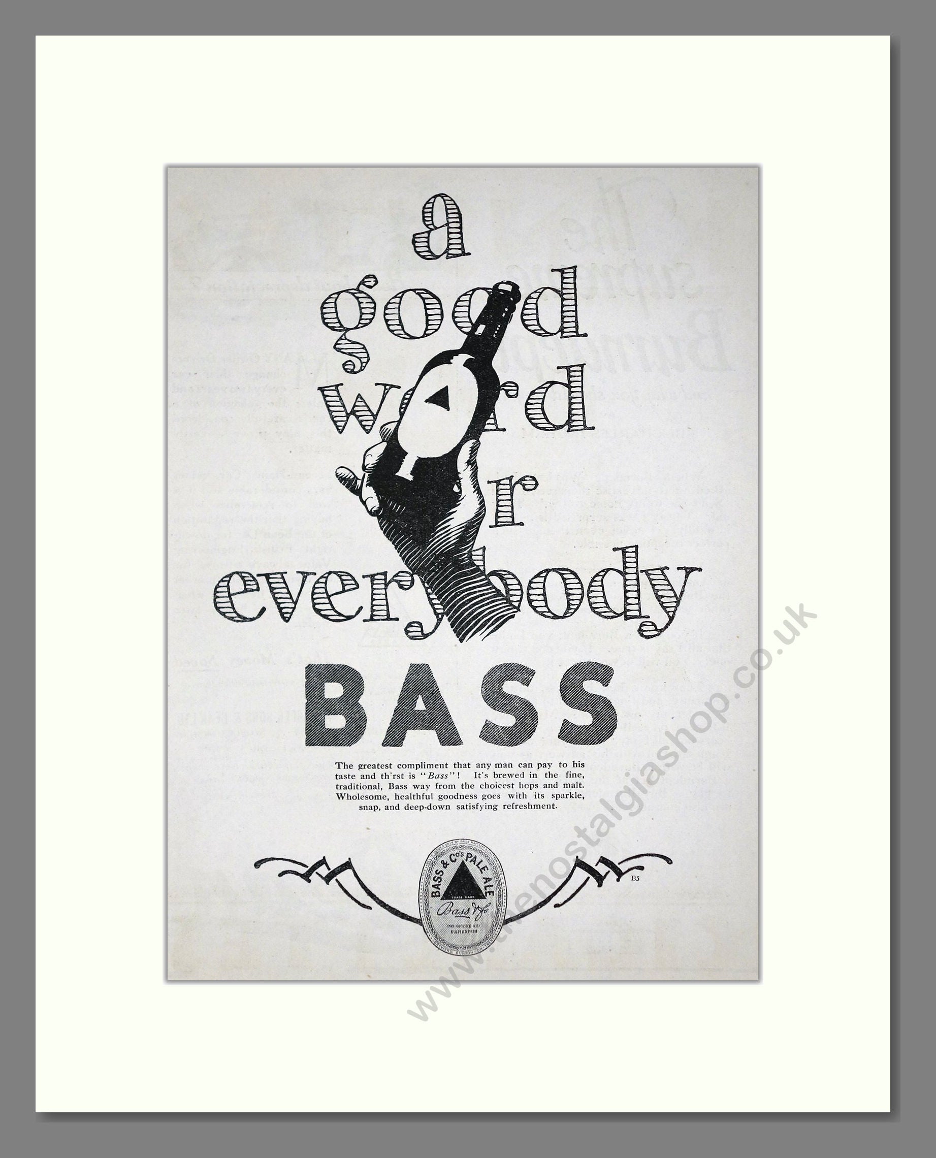 Bass - A Good Word For Everybody. Vintage Advert 1926 (ref AD65050)