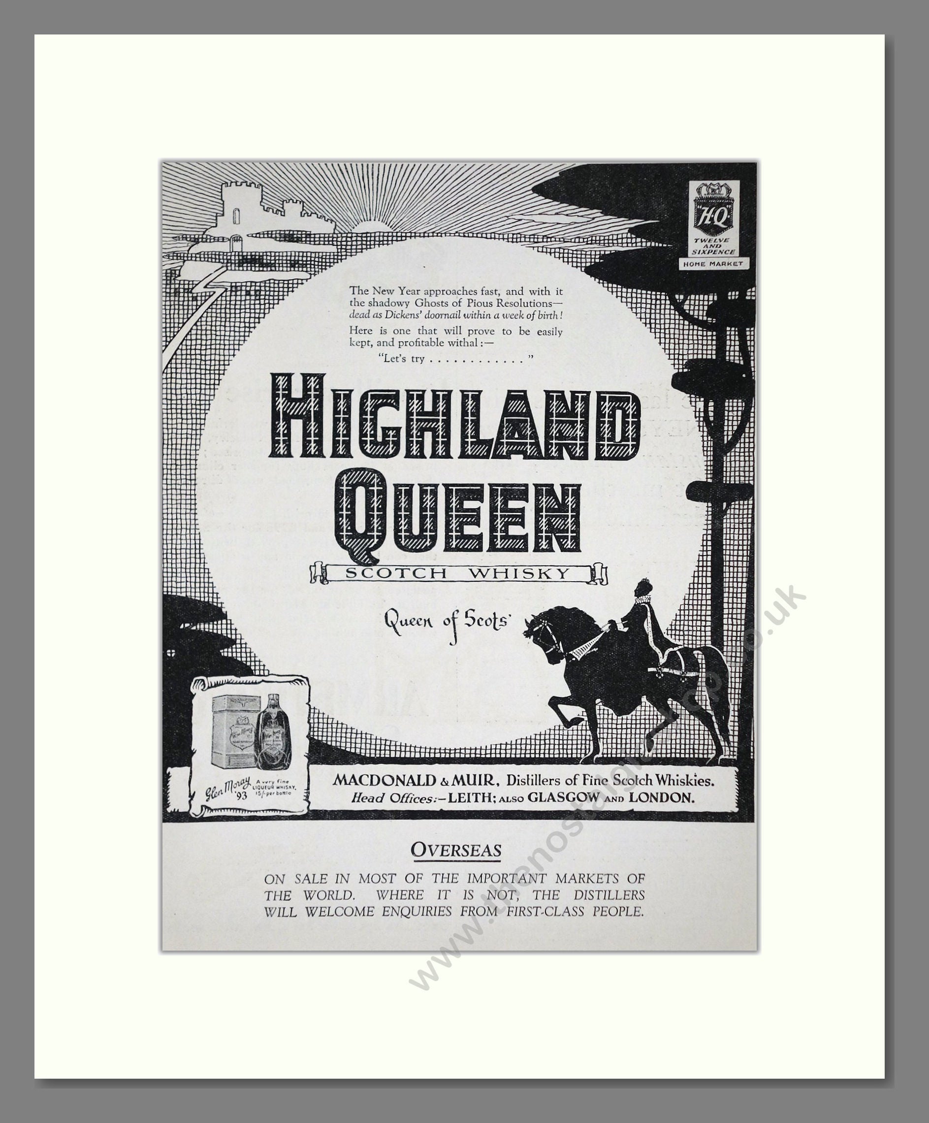 Highland Queen - Scotch Whisky. Vintage Advert 1927 (ref AD65055)