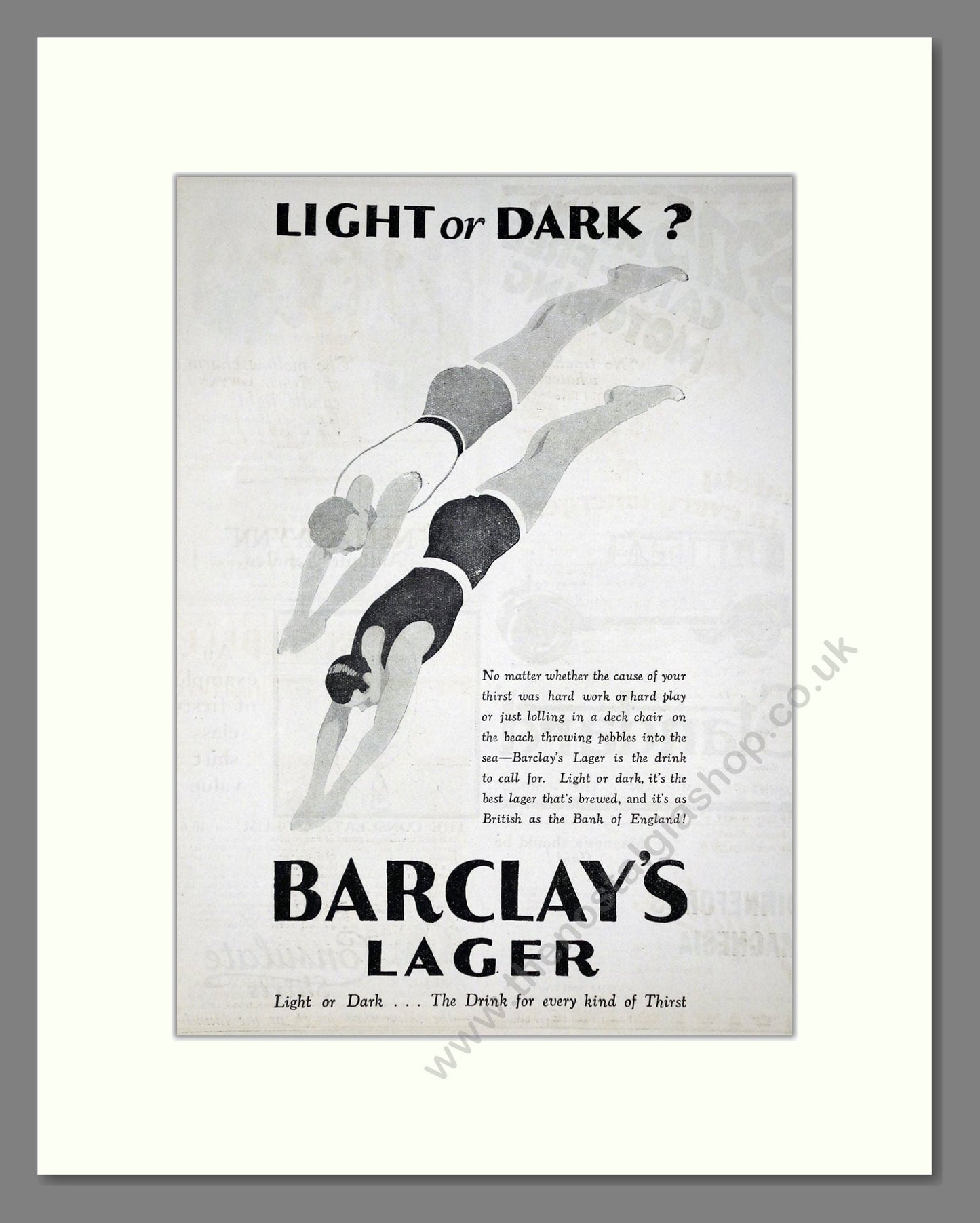 Barclay's - Lager. Vintage Advert 1927 (ref AD65066)
