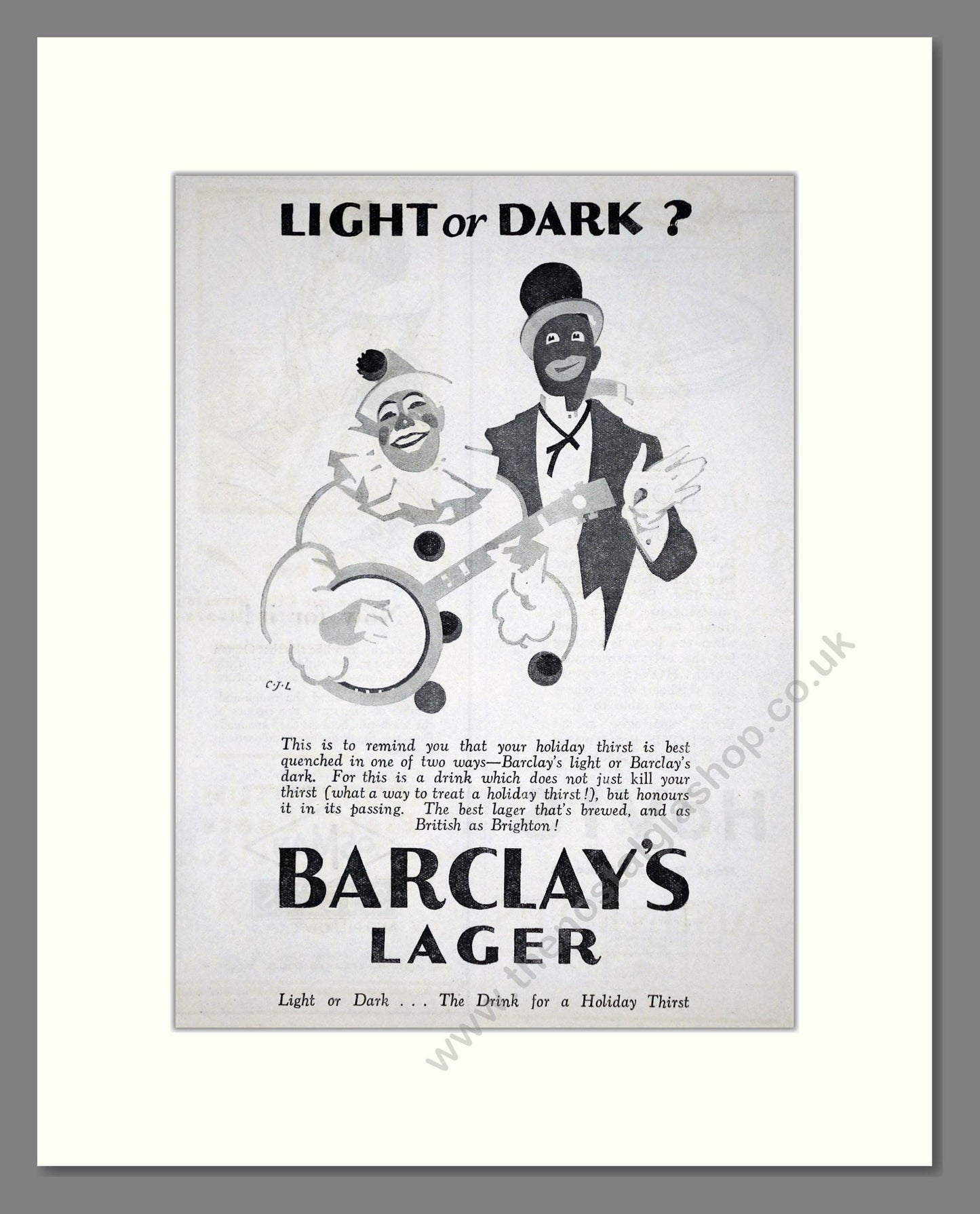 Barclay's - Lager. Vintage Advert 1927 (ref AD65067)