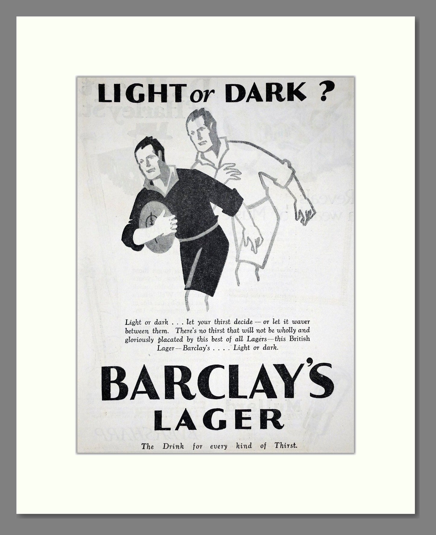 Barclay's - Lager. Vintage Advert 1927 (ref AD65071)