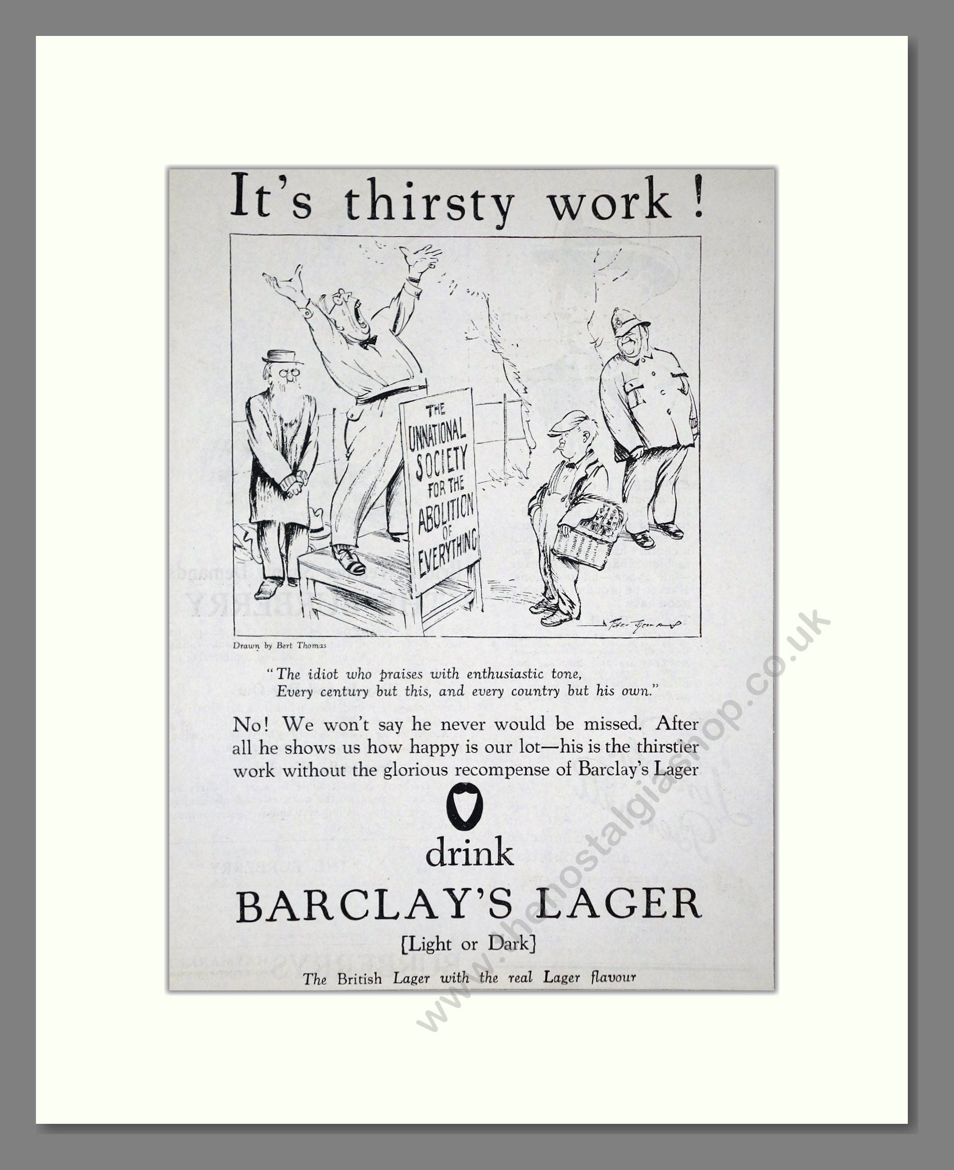 Barclay's - Lager. Vintage Advert 1926 (ref AD65074)