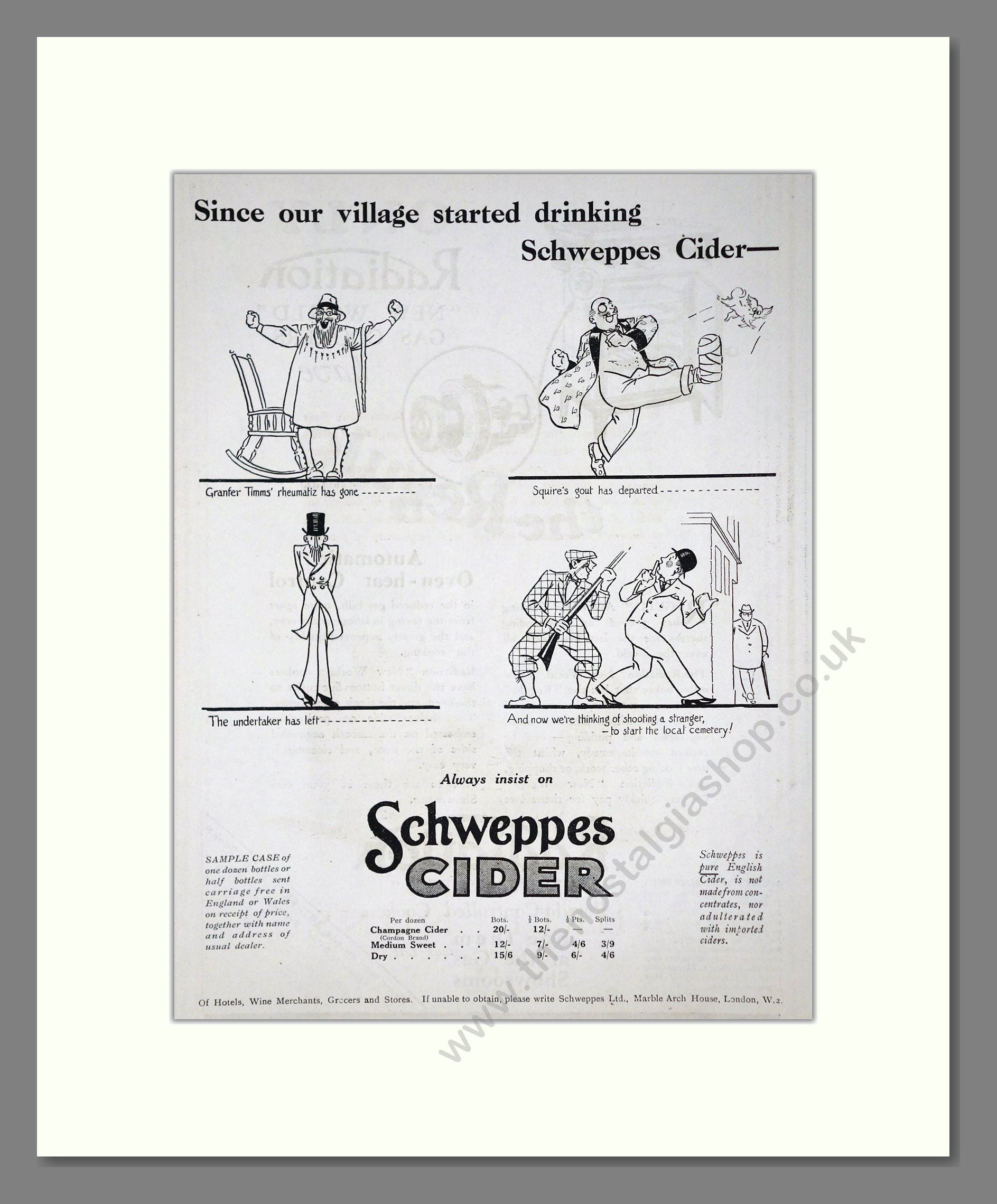 Schweppes - Cider. Vintage Advert 1927 (ref AD65077)