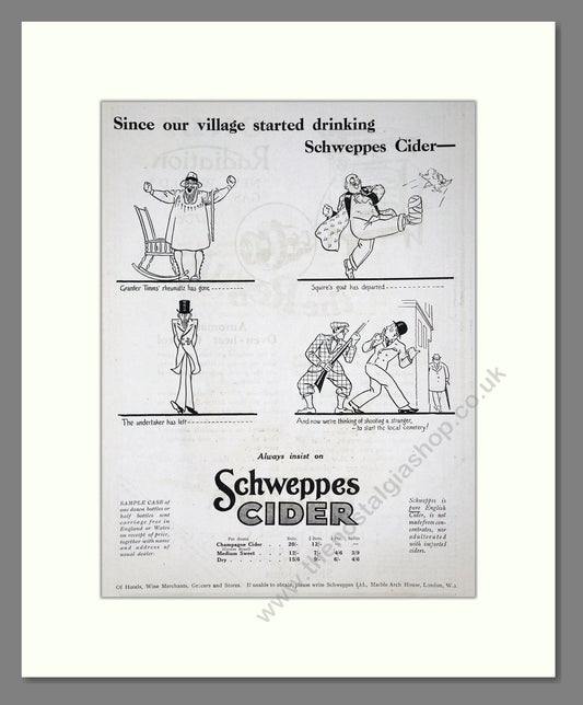 Schweppes - Cider. Vintage Advert 1927 (ref AD65077)