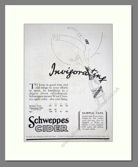 Schweppes - Cider. Vintage Advert 1927 (ref AD65078)