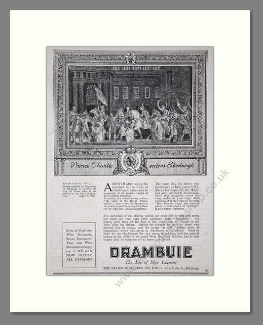 Drambuie - The Isle Of Skye Liquer. Vintage Advert 1920 (ref AD65089)