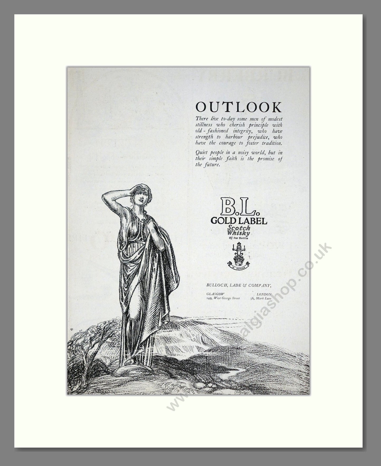 BL Gold Label - Scotch Whisky. Vintage Advert 1923 (ref AD65092)