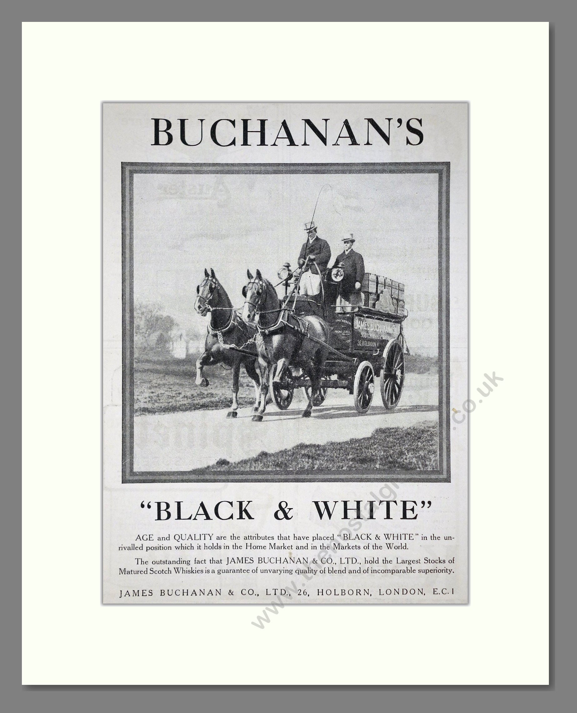 Buchanan's - Black And White Scotch Whisky. Vintage Advert 1924 (ref AD65094)
