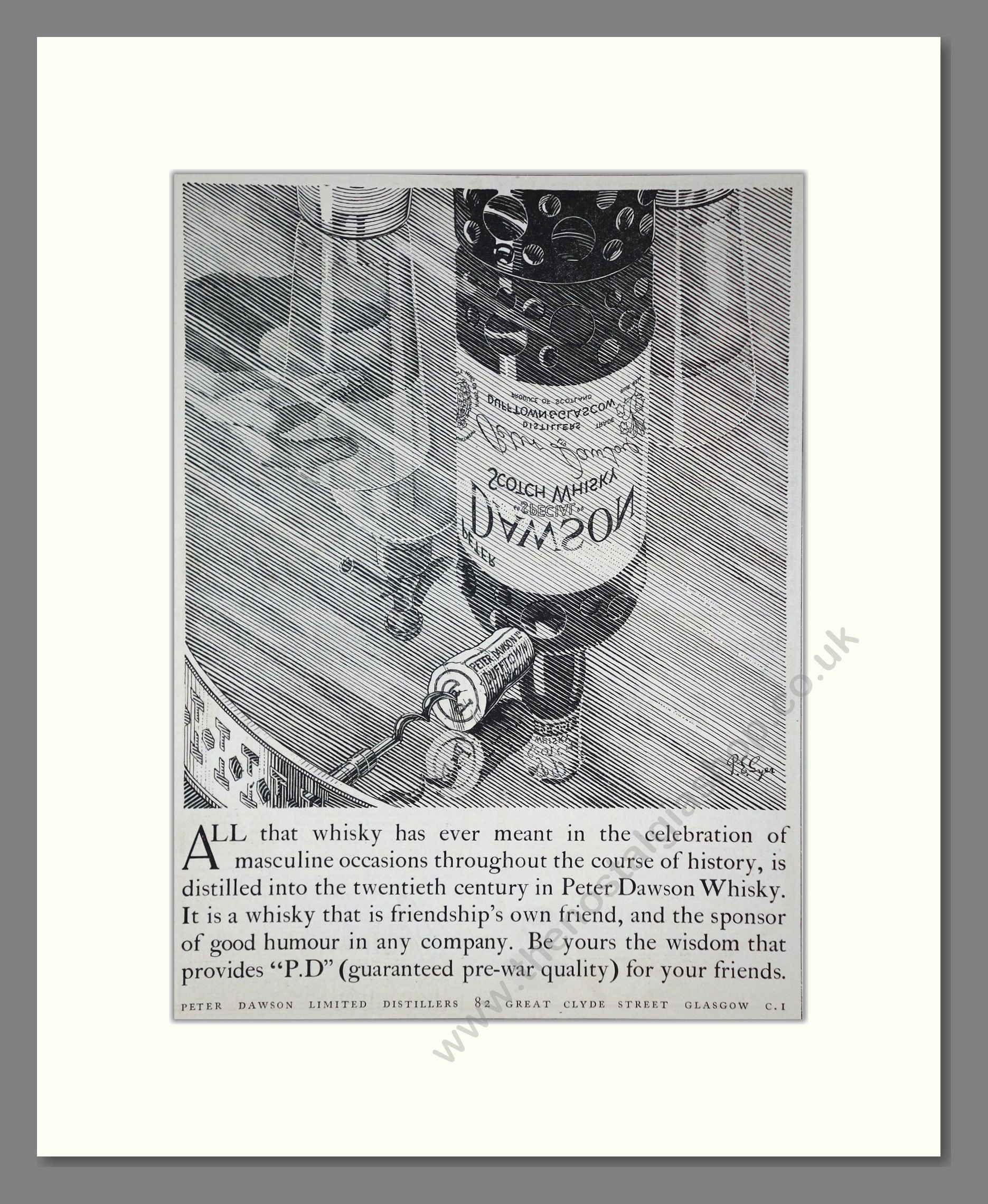 Peter Dawson - PD Whisky. Vintage Advert 1924 (ref AD65098)