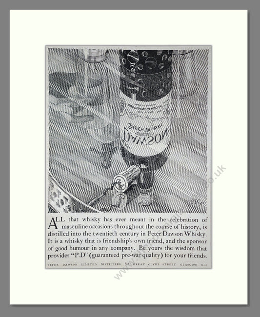 Peter Dawson - PD Whisky. Vintage Advert 1924 (ref AD65098)