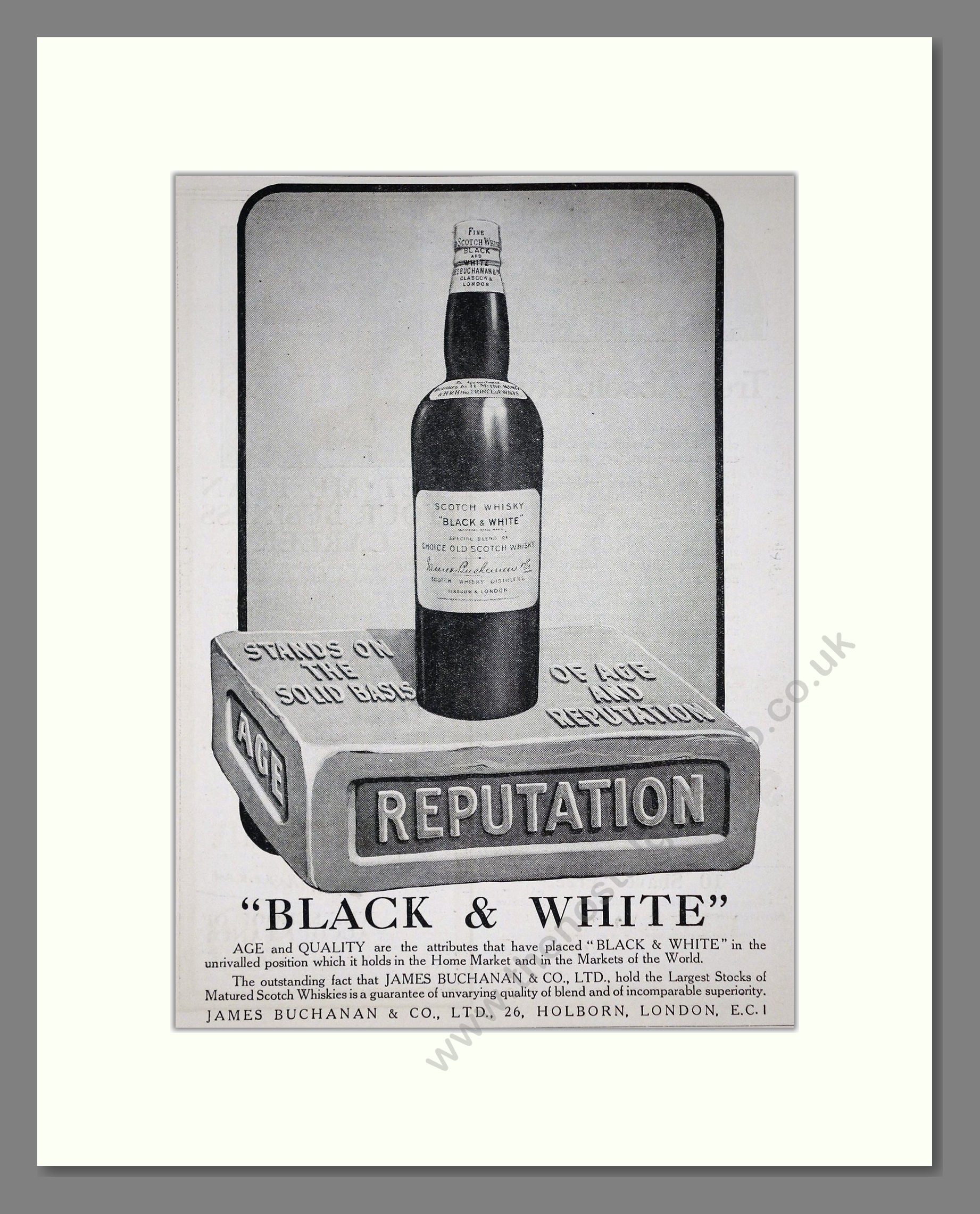 Buchanan's - Black And White Scotch Whisky. Vintage Advert 1924 (ref AD65101)
