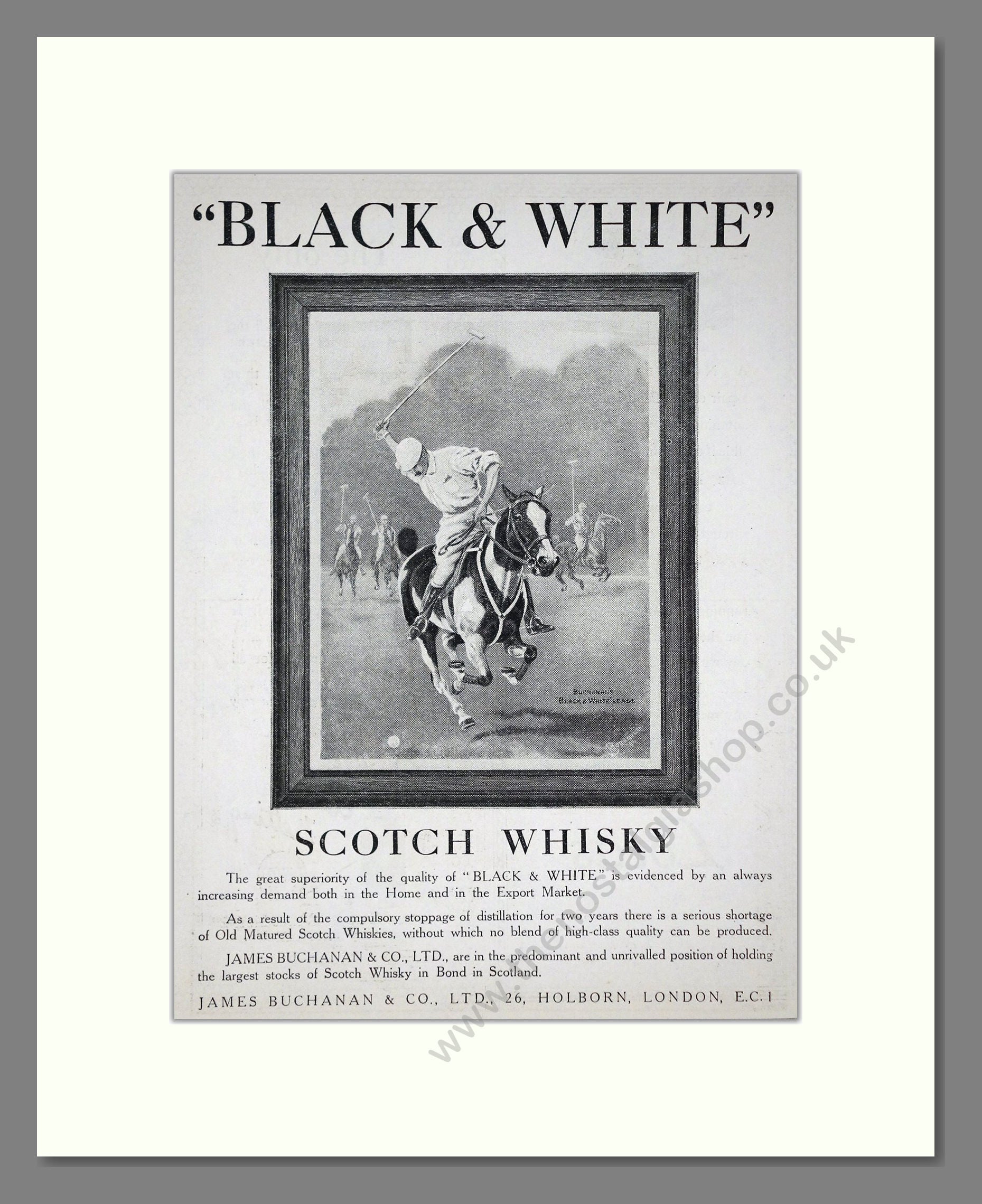 Buchanan's - Black And White Scotch Whisky. Vintage Advert 1924 (ref AD65102)