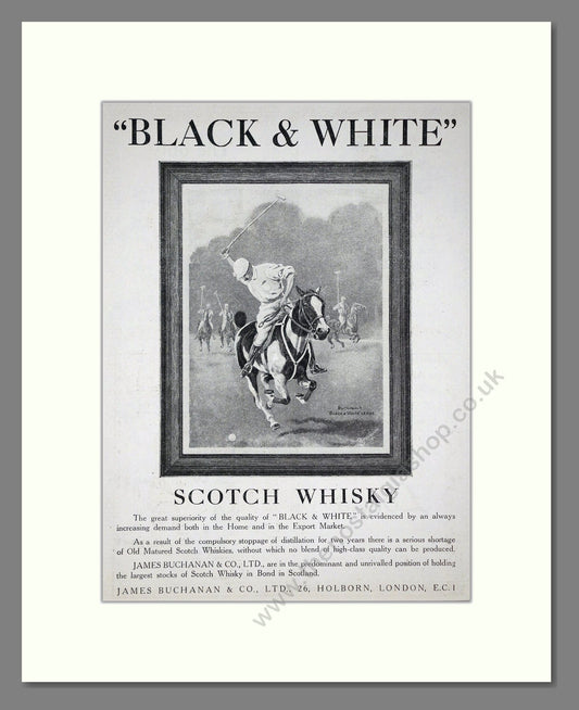 Buchanan's - Black And White Scotch Whisky. Vintage Advert 1924 (ref AD65102)