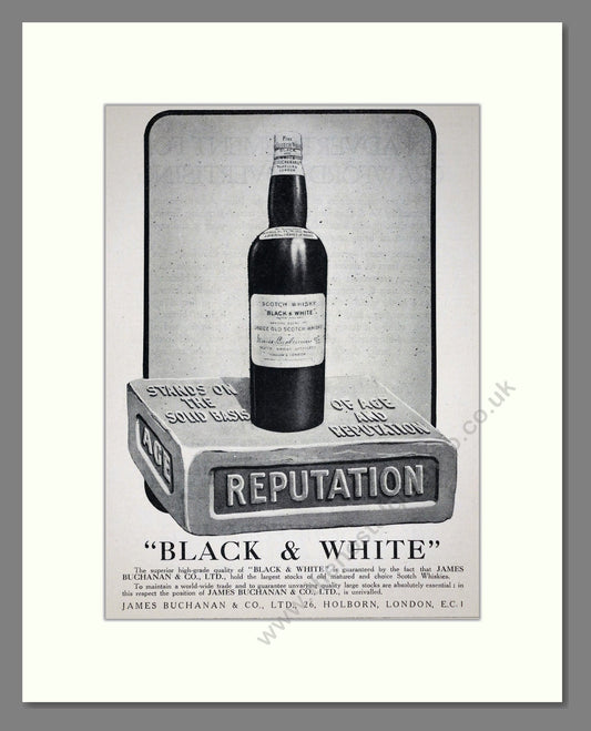 Buchanan's - Black And White Scotch Whisky. Vintage Advert 1924 (ref AD65103)