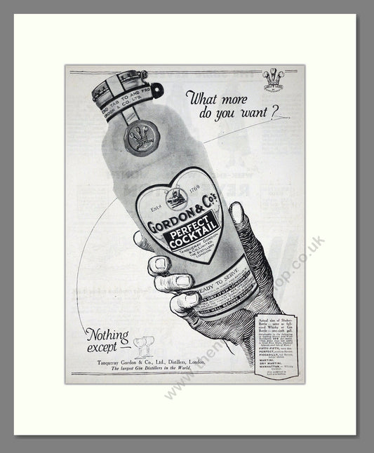Gordon And Co - Perfect Cocktail. Vintage Advert 1926 (ref AD65109)