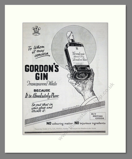 Gordon And Co - Gin. Vintage Advert 1926 (ref AD65110)