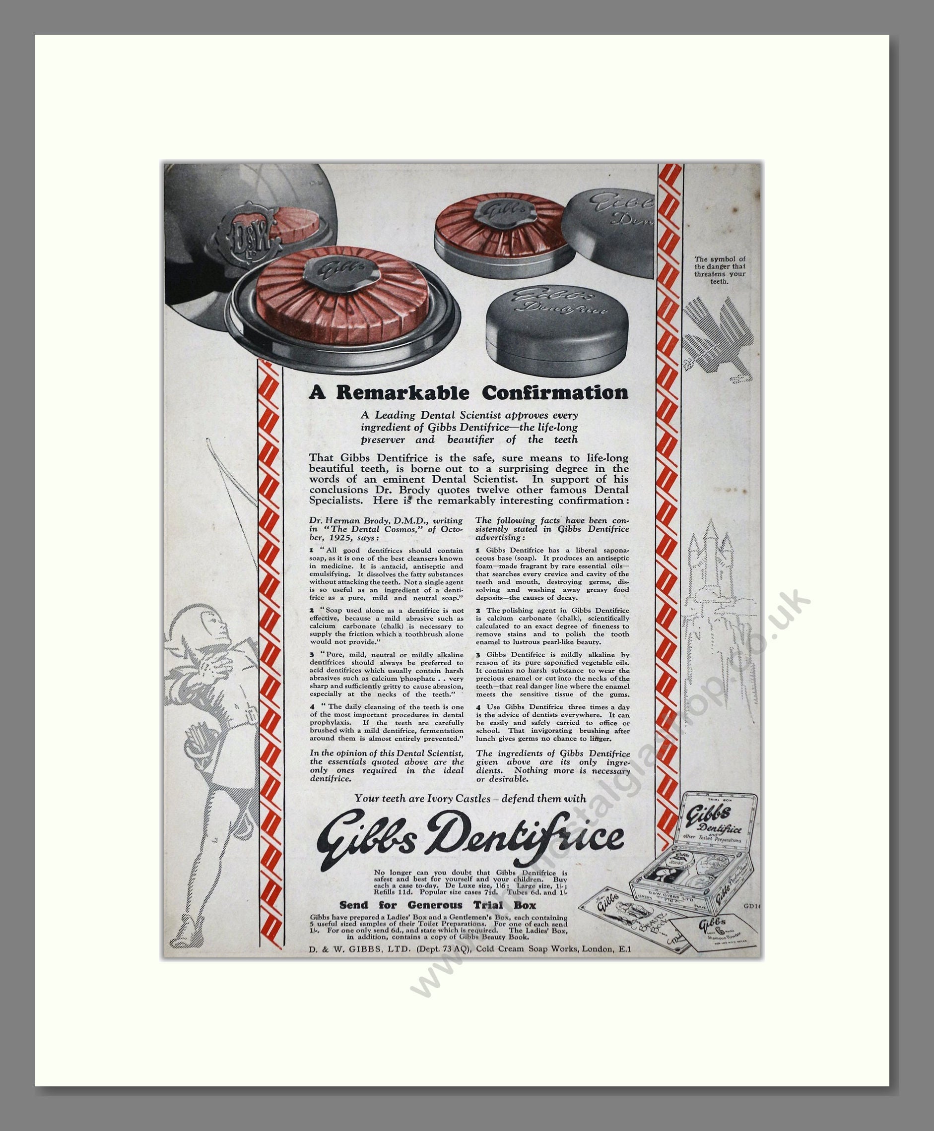 Gibbs - Dentifrice. Vintage Advert 1926 (ref AD65177)