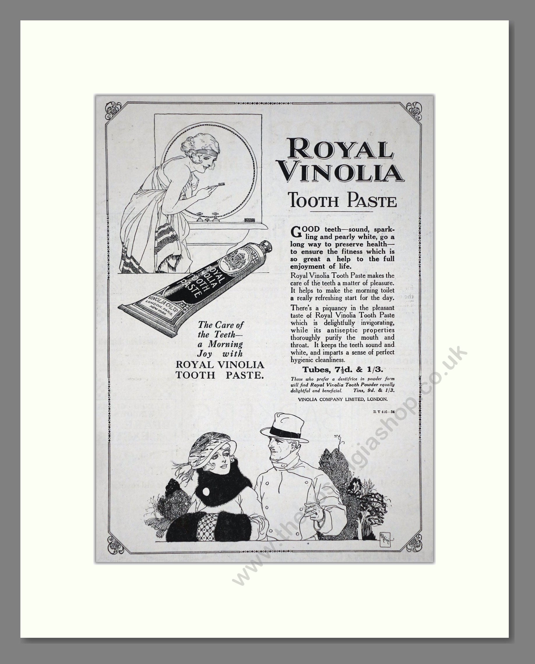 Royal Viniolia - Tooth Paste. Vintage Advert 1920 (ref AD65183)