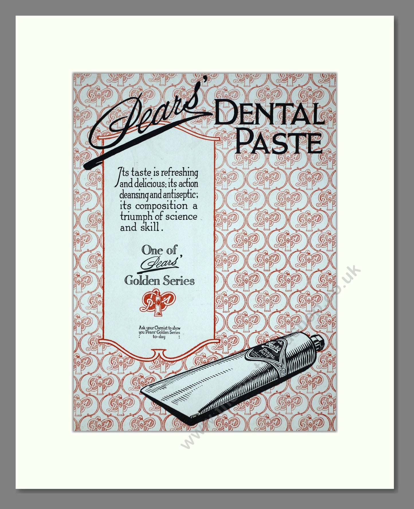Pears - Dental Paste. Vintage Advert 1920 (ref AD65190)