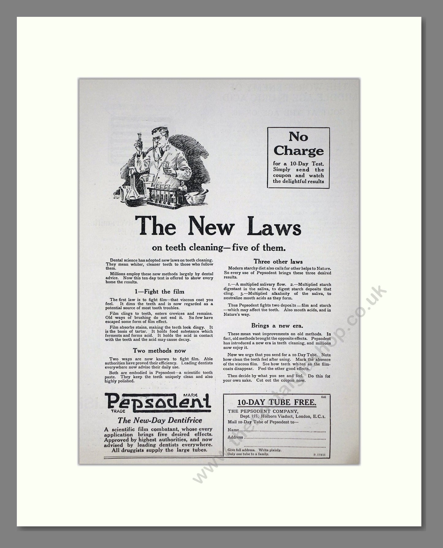 Pepsodent - Dentifrice. Vintage Advert 1921 (ref AD65191)