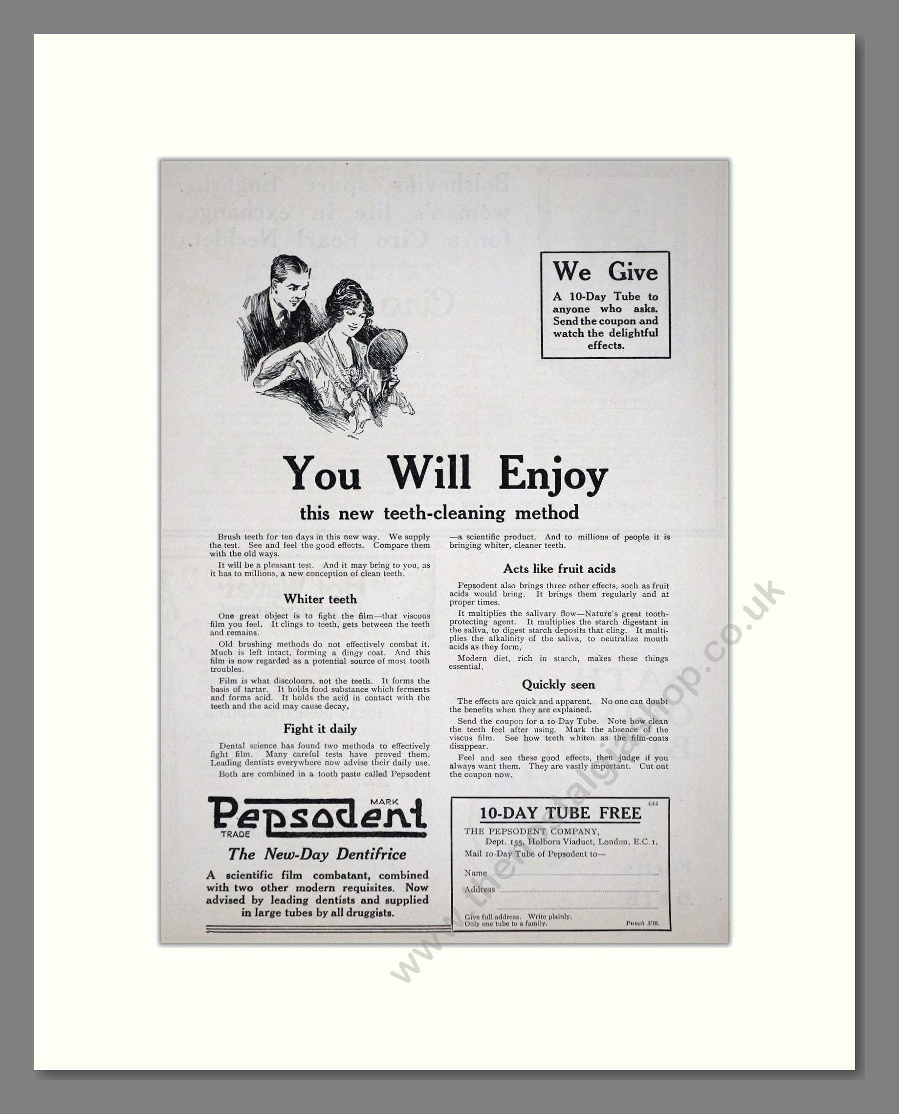 Pepsodent - Dentifrice. Vintage Advert 1921 (ref AD65192)