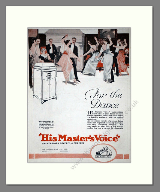 HMV His Master's Voice - For The Dance. Vintage Advert 1919 (ref AD65122)