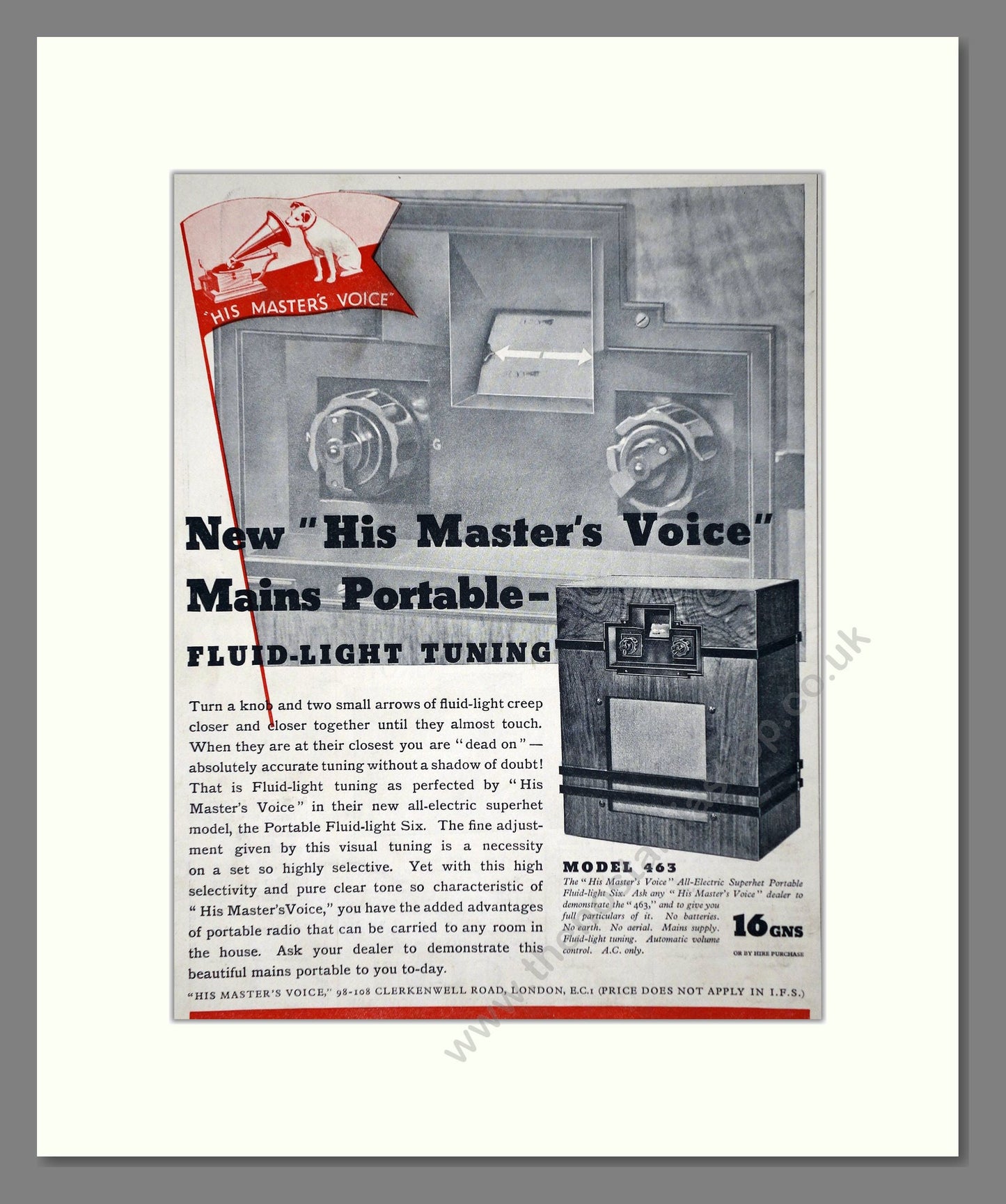 HMV His Master's Voice - Mains Portable. Vintage Advert 1934 (ref AD65123)