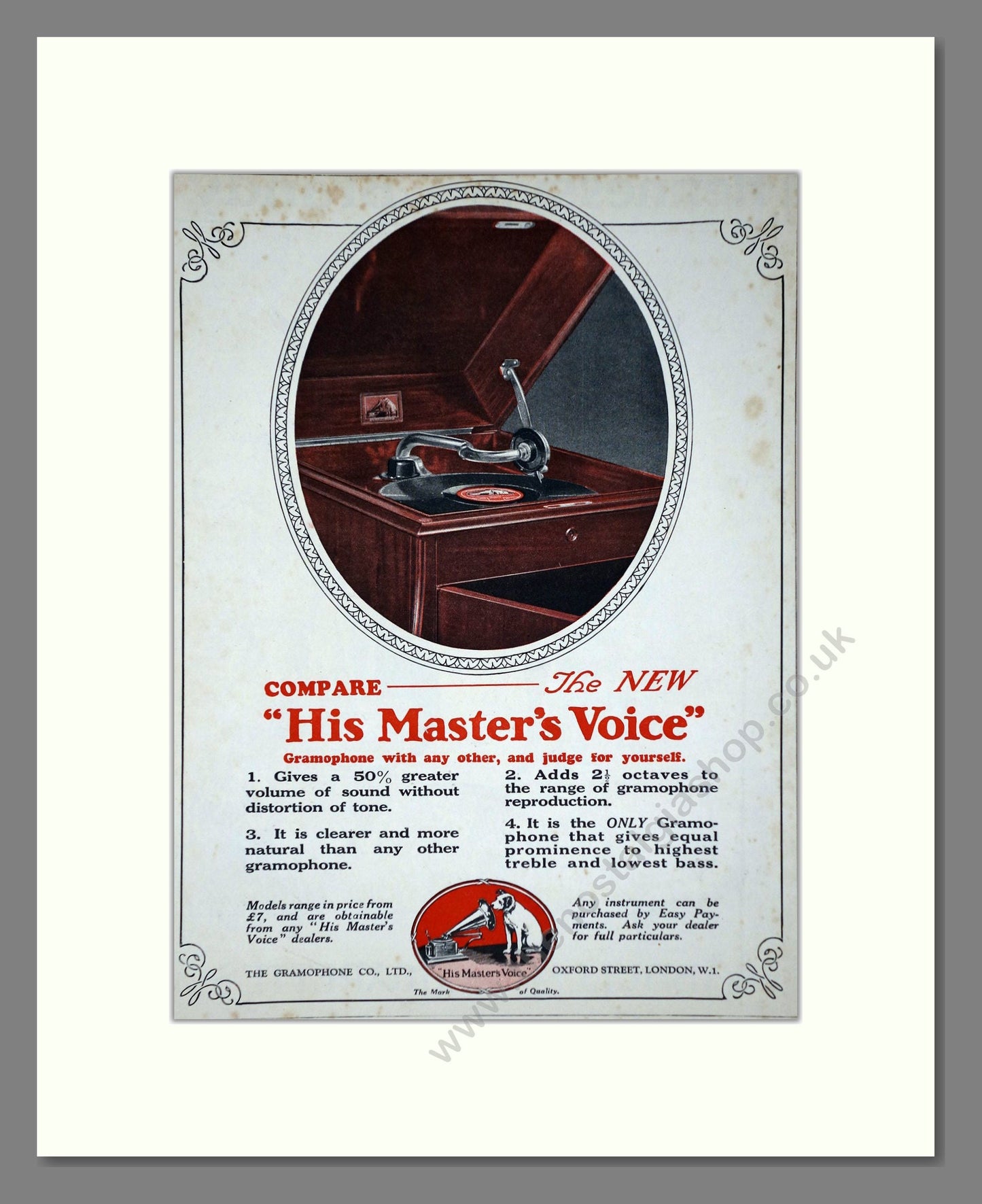 HMV His Master's Voice - New Gramophone. Vintage Advert 1926 (ref AD65132)