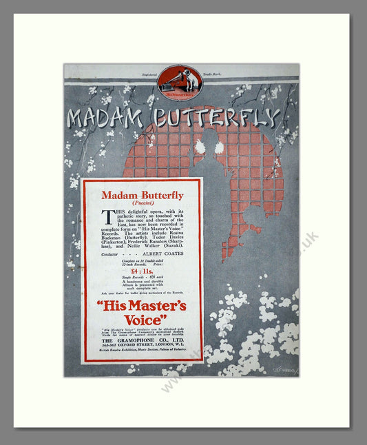 HMV His Master's Voice - Madam Butterfly. Vintage Advert 1924 (ref AD65137)