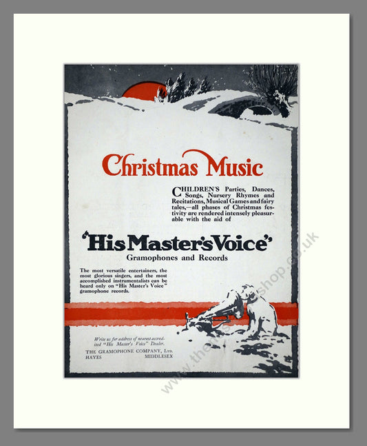HMV His Master's Voice - Christmas Music. Vintage Advert 1919 (ref AD65146)