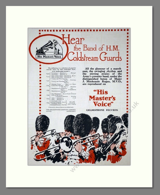 HMV His Master's Voice - Coldstream Guards. Vintage Advert 1920 (ref AD65153)