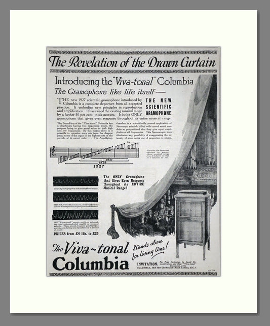 Columbia - Viva-tonal Gramophone. Vintage Advert 1926 (ref AD65162)