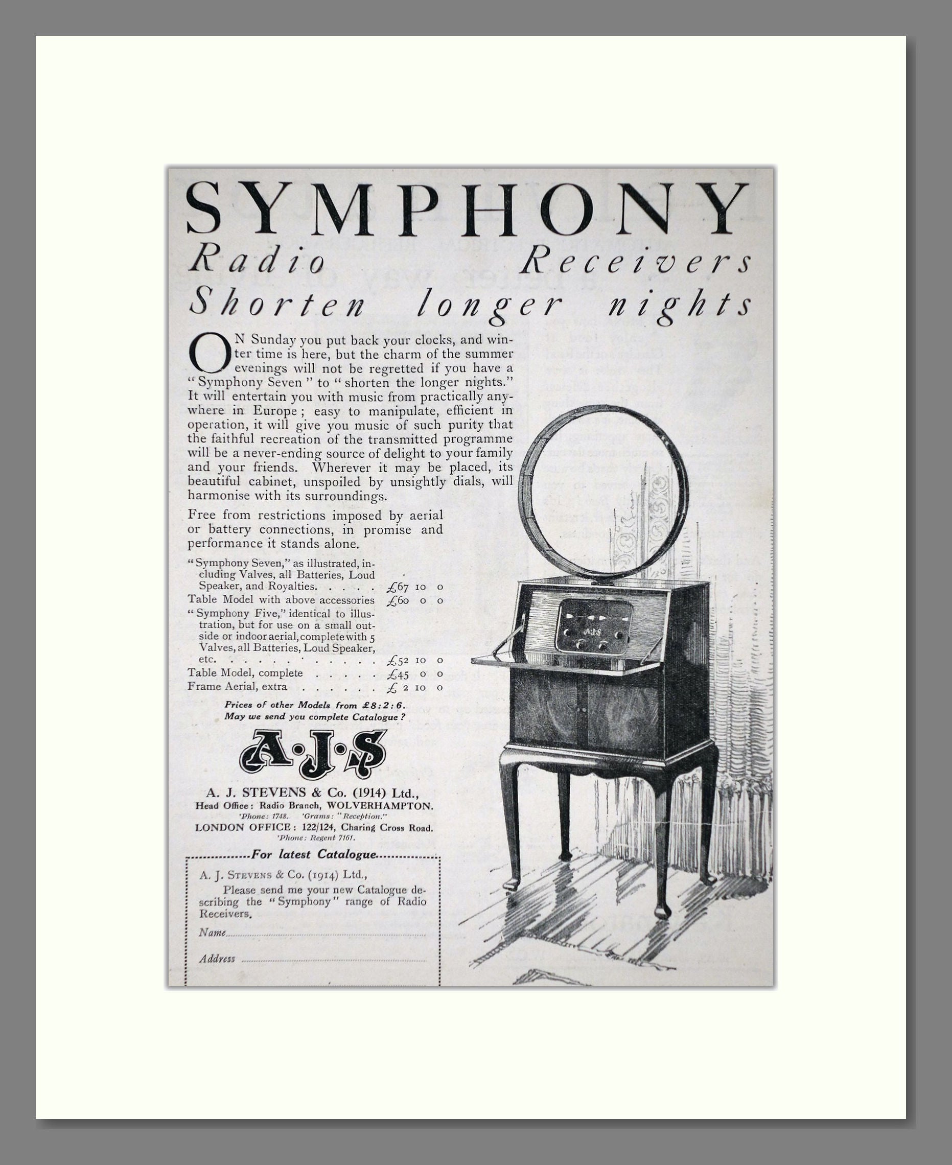 Symphony - Radio Receivers. Vintage Advert 1926 (ref AD65164)
