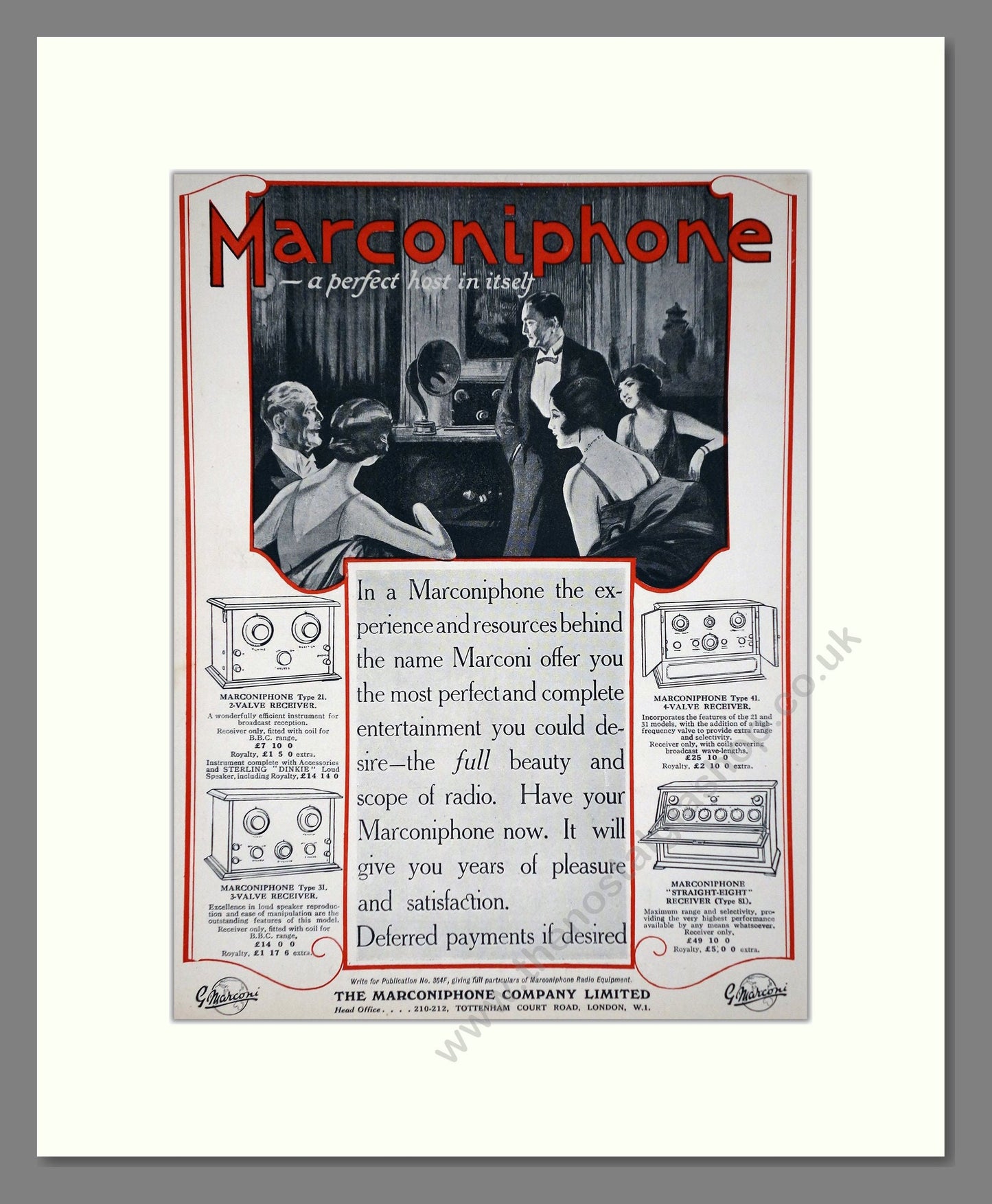 Marconiphone - Radio. Vintage Advert 1926 (ref AD65170)