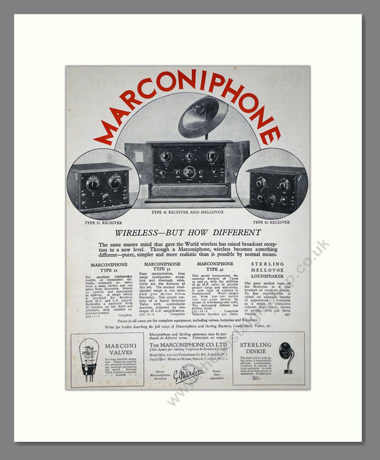 Marconiphone - Wireless. Vintage Advert 1926 (ref AD65171)