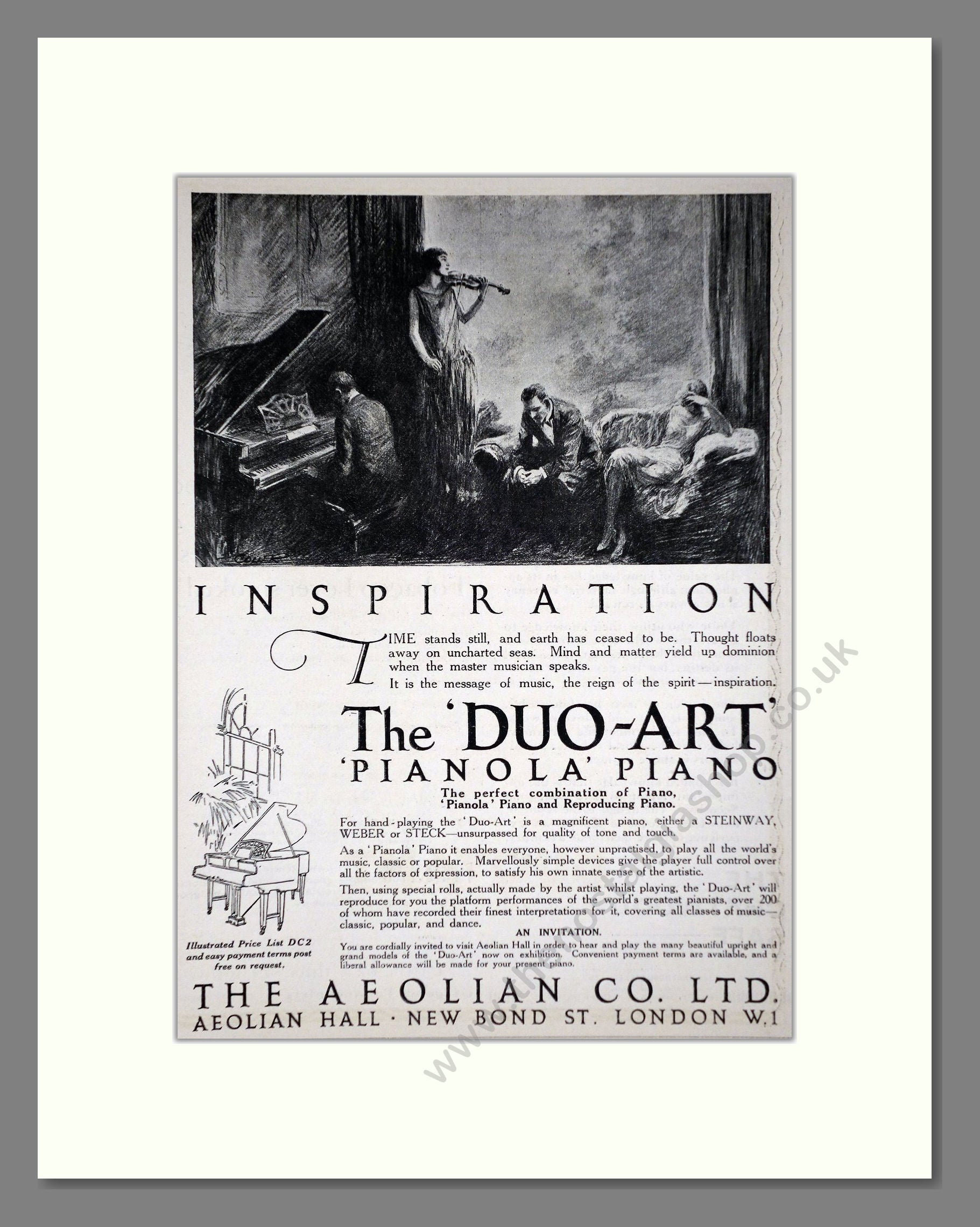 Aeolian Company - Pianola Piano Duo-Art. Vintage Advert 1926 (ref AD65410)