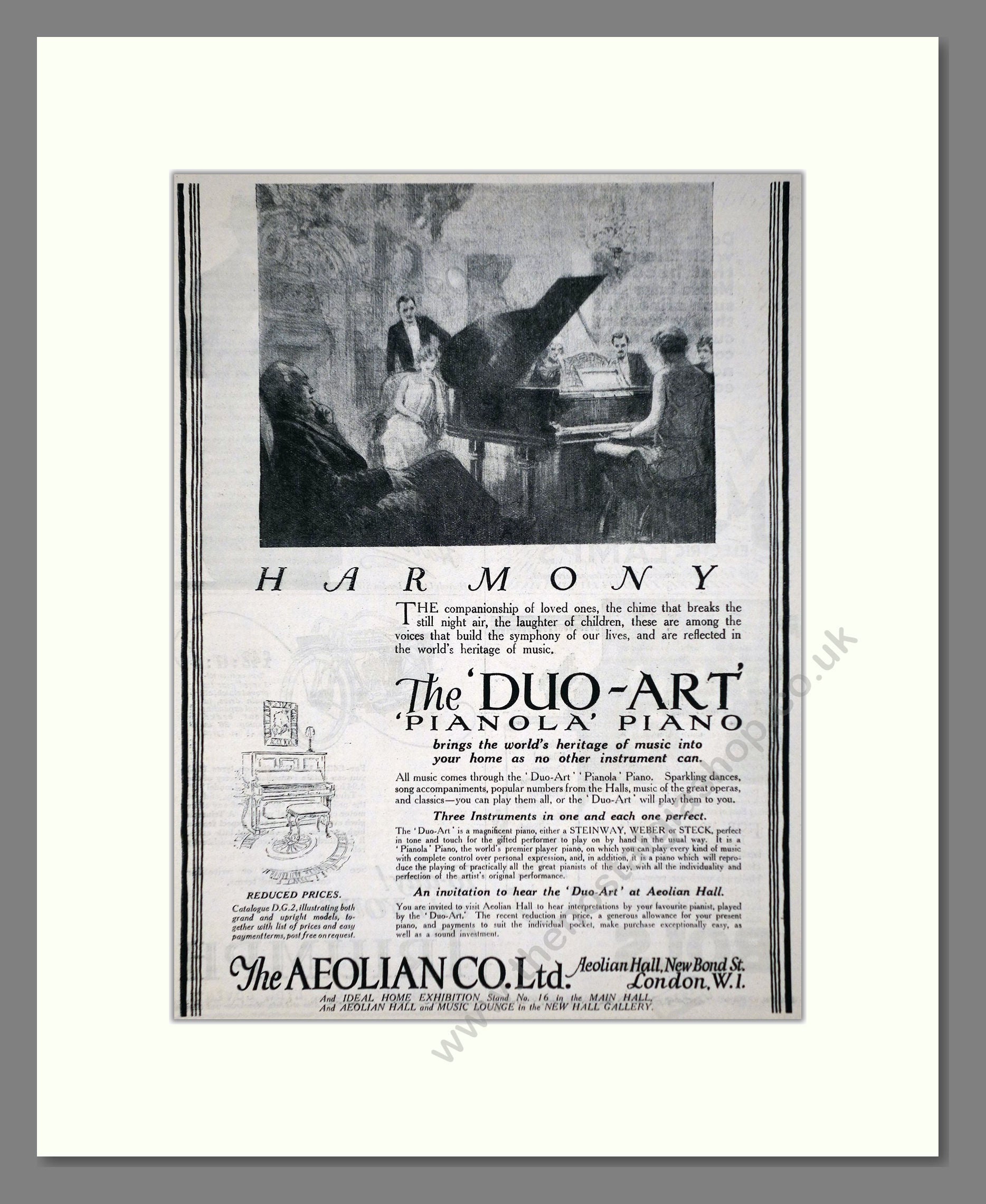 Aeolian Company - Pianola Piano Duo-Art. Vintage Advert 1926 (ref AD65411)