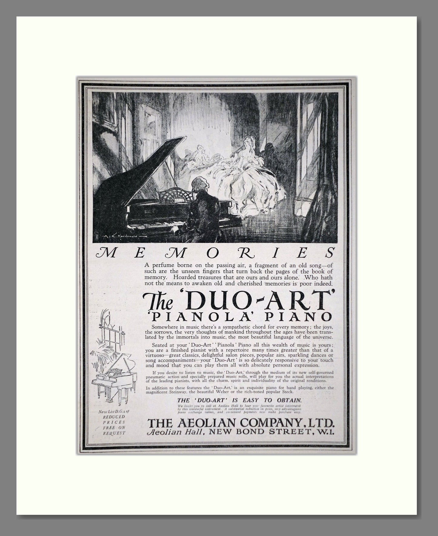 Aeolian Company - Pianola Piano Duo-Art. Vintage Advert 1926 (ref AD65414)