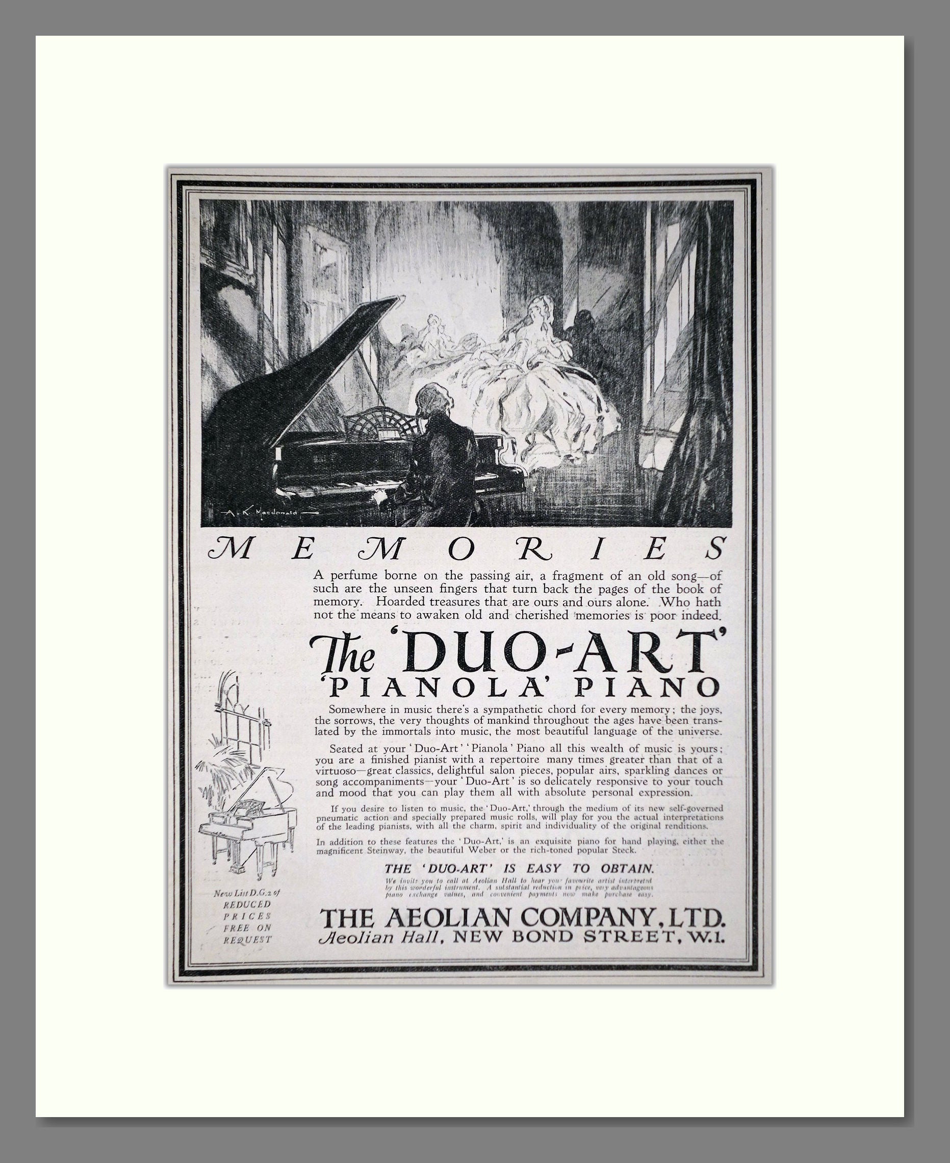 Aeolian Company - Pianola Piano Duo-Art. Vintage Advert 1926 (ref AD65414)