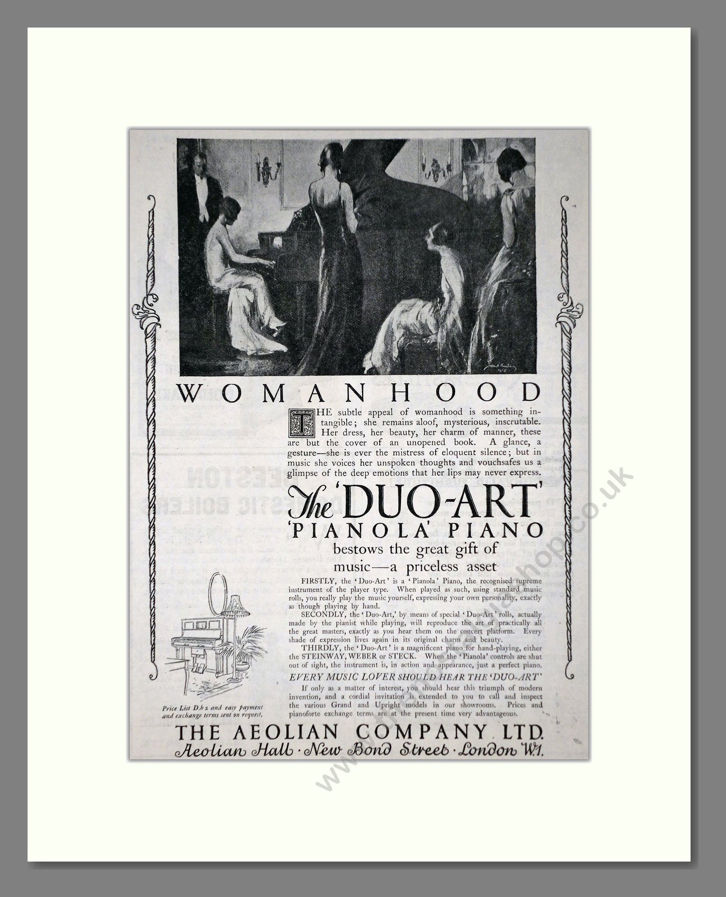 Aeolian Company - Pianola Piano Duo-Art. Vintage Advert 1926 (ref AD65416)