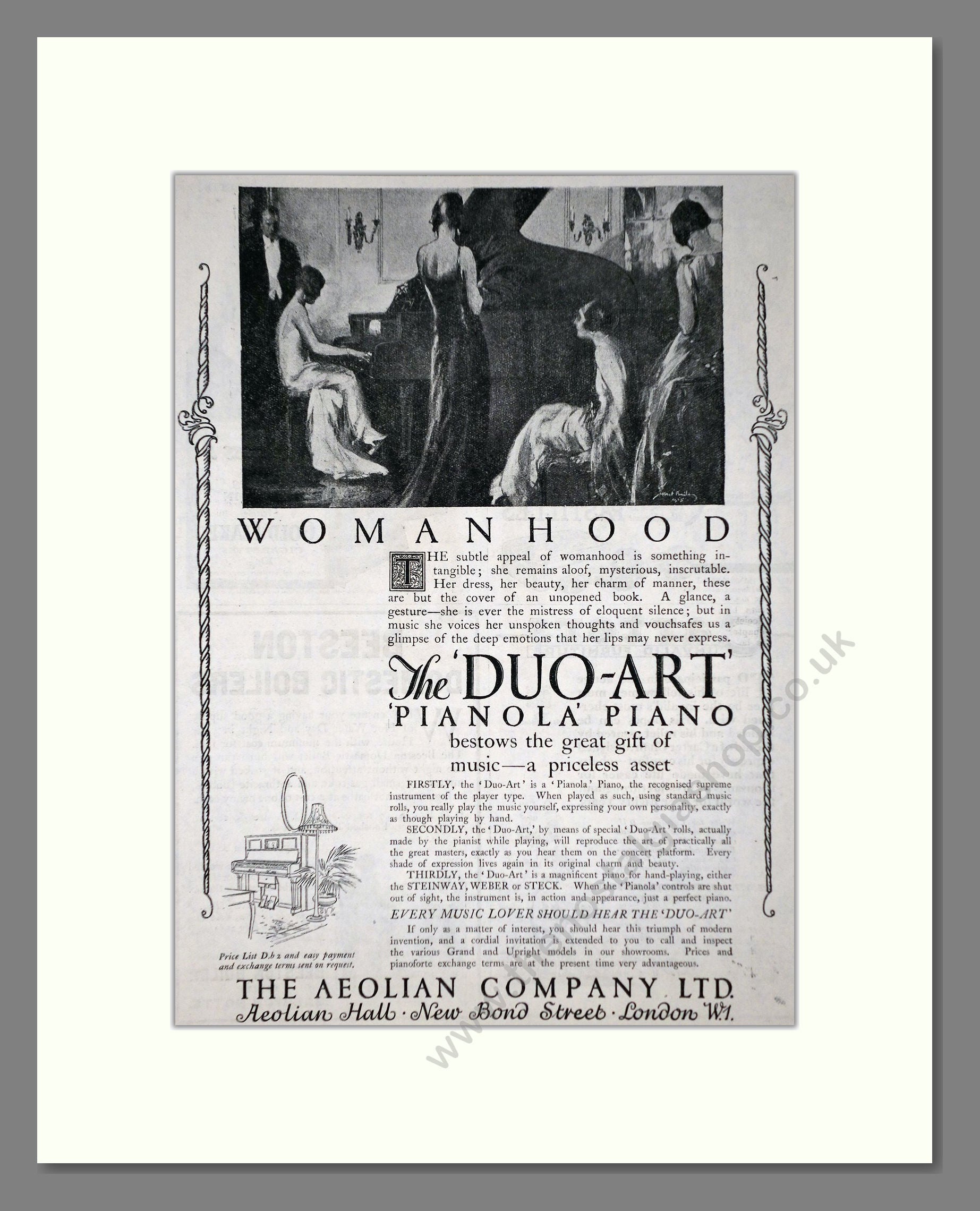 Aeolian Company - Pianola Piano Duo-Art. Vintage Advert 1926 (ref AD65416)