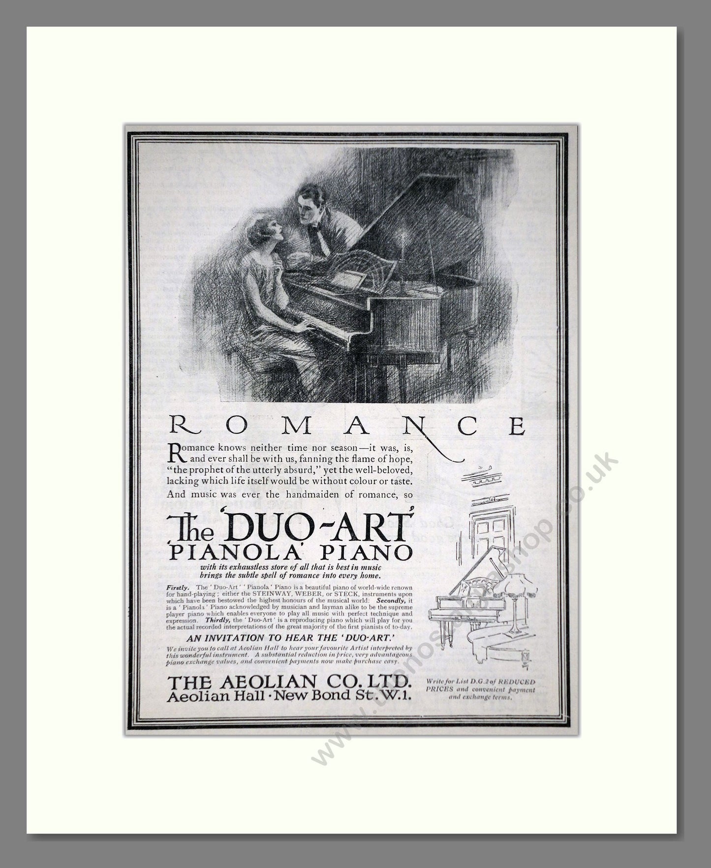 Aeolian Company - Pianola Piano Duo-Art. Vintage Advert 1926 (ref AD65417)