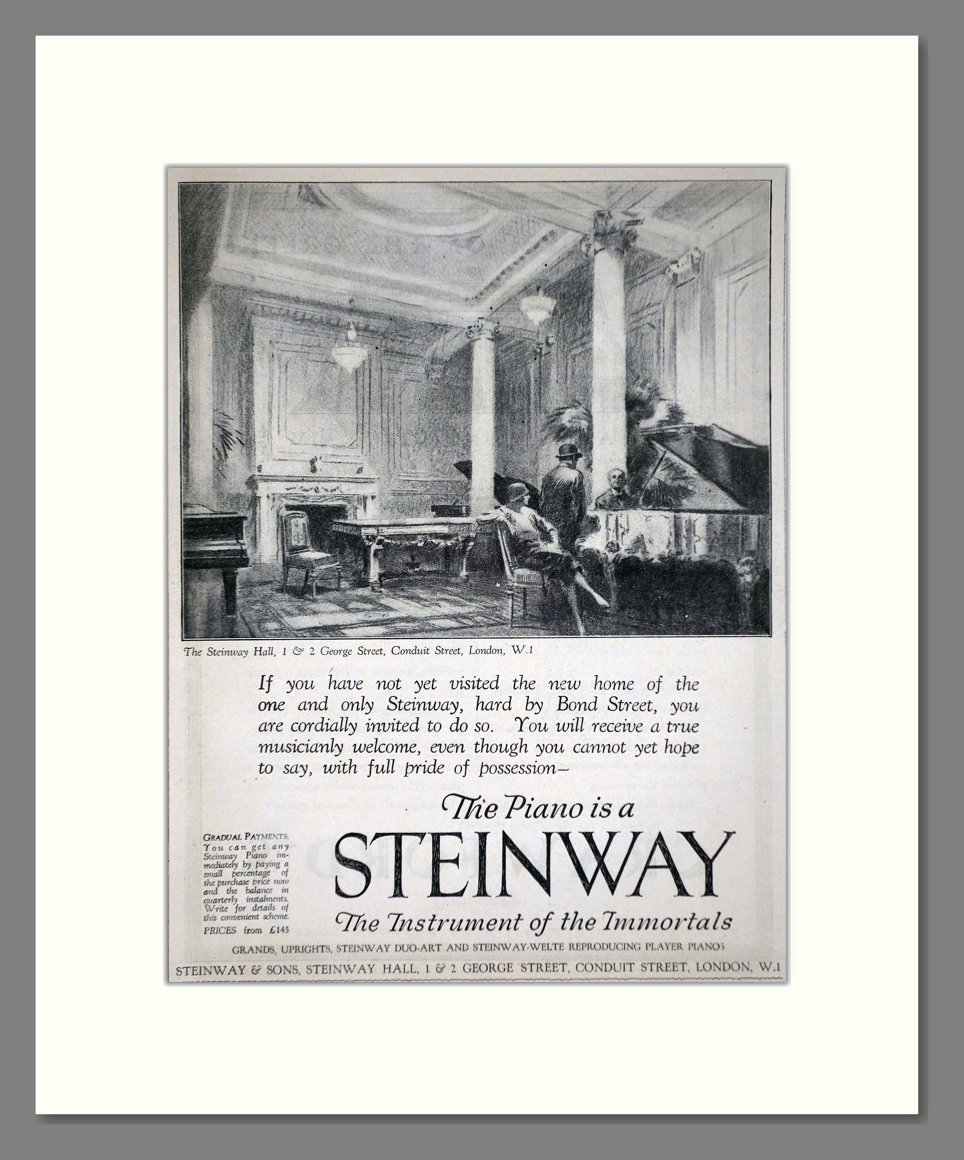Steinway - Piano. Vintage Advert 1926 (ref AD65419)