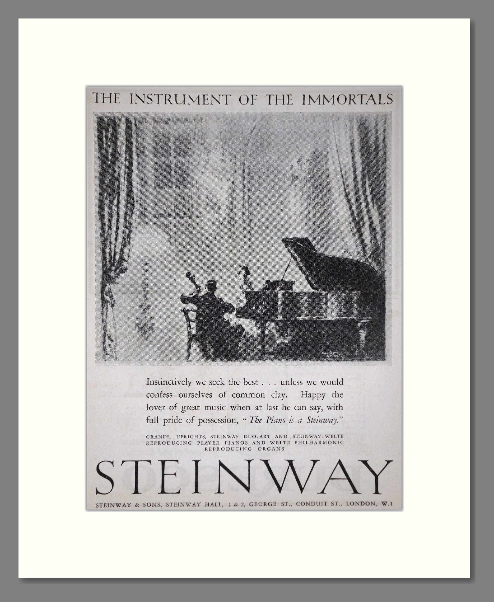 Steinway - Piano. Vintage Advert 1927 (ref AD65423)