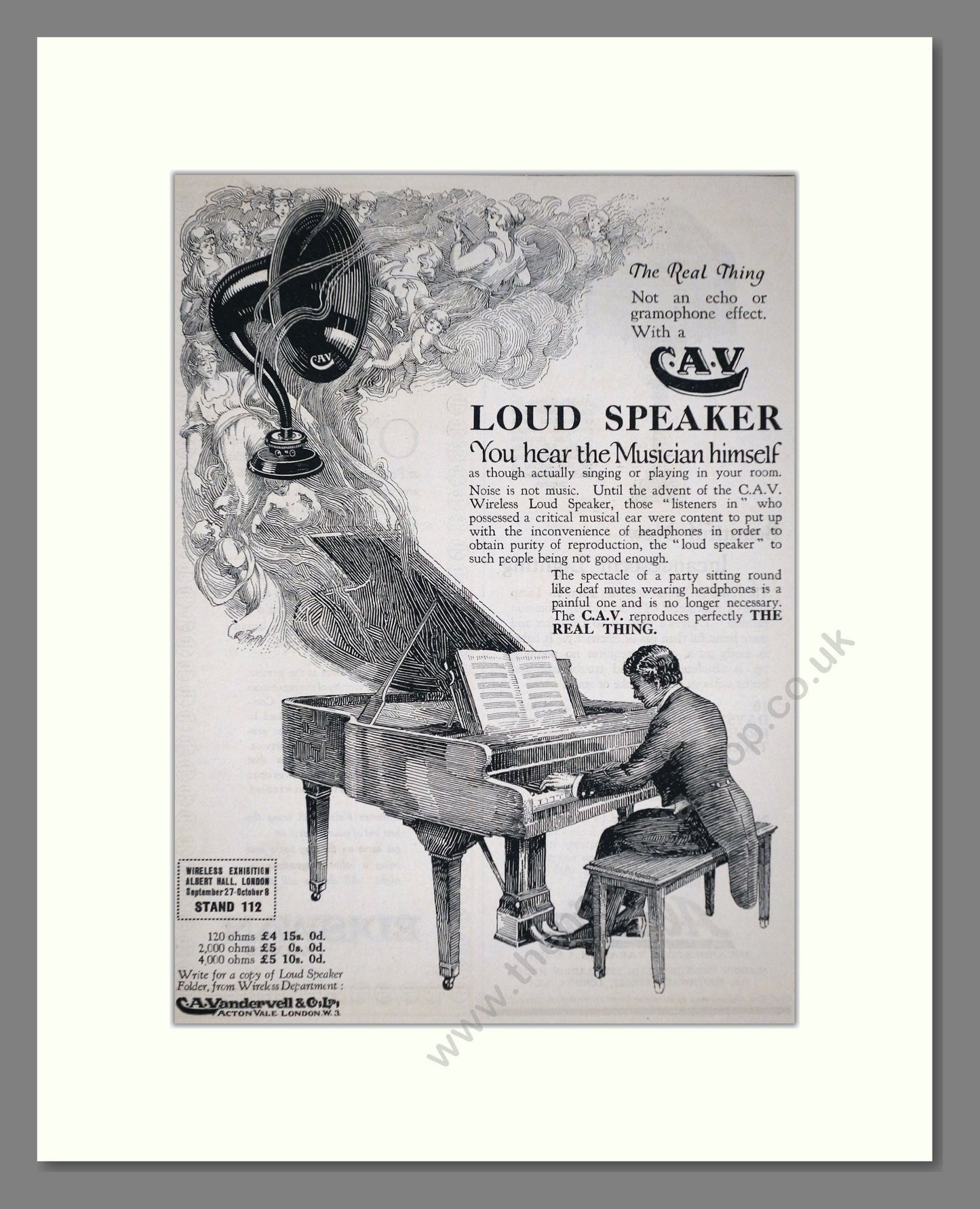 CA Vandervell - Wireless Loudpeaker. Vintage Advert 1924 (ref AD65429)