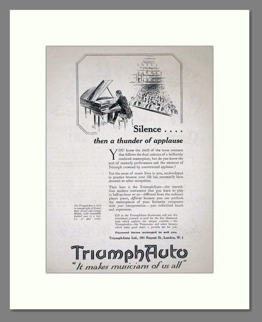 Triumphauto - Piano. Vintage Advert 1921 (ref AD65430)