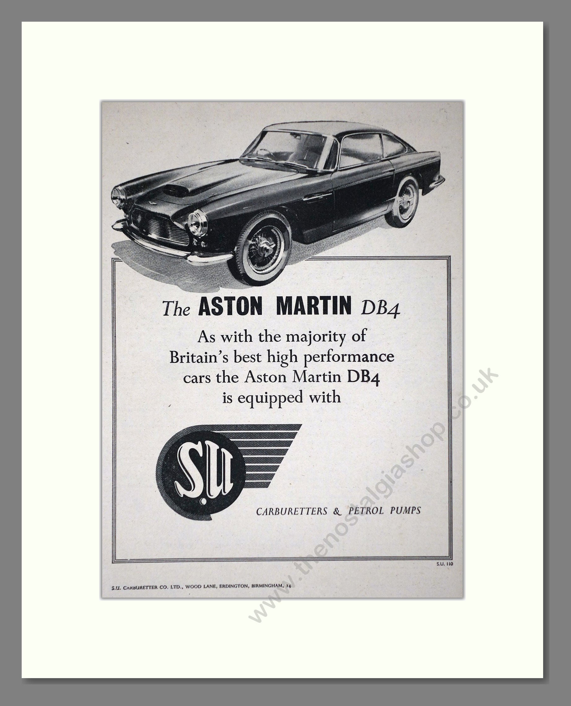 Aston Martin - DB4. Vintage Advert 1958 (ref AD65208)