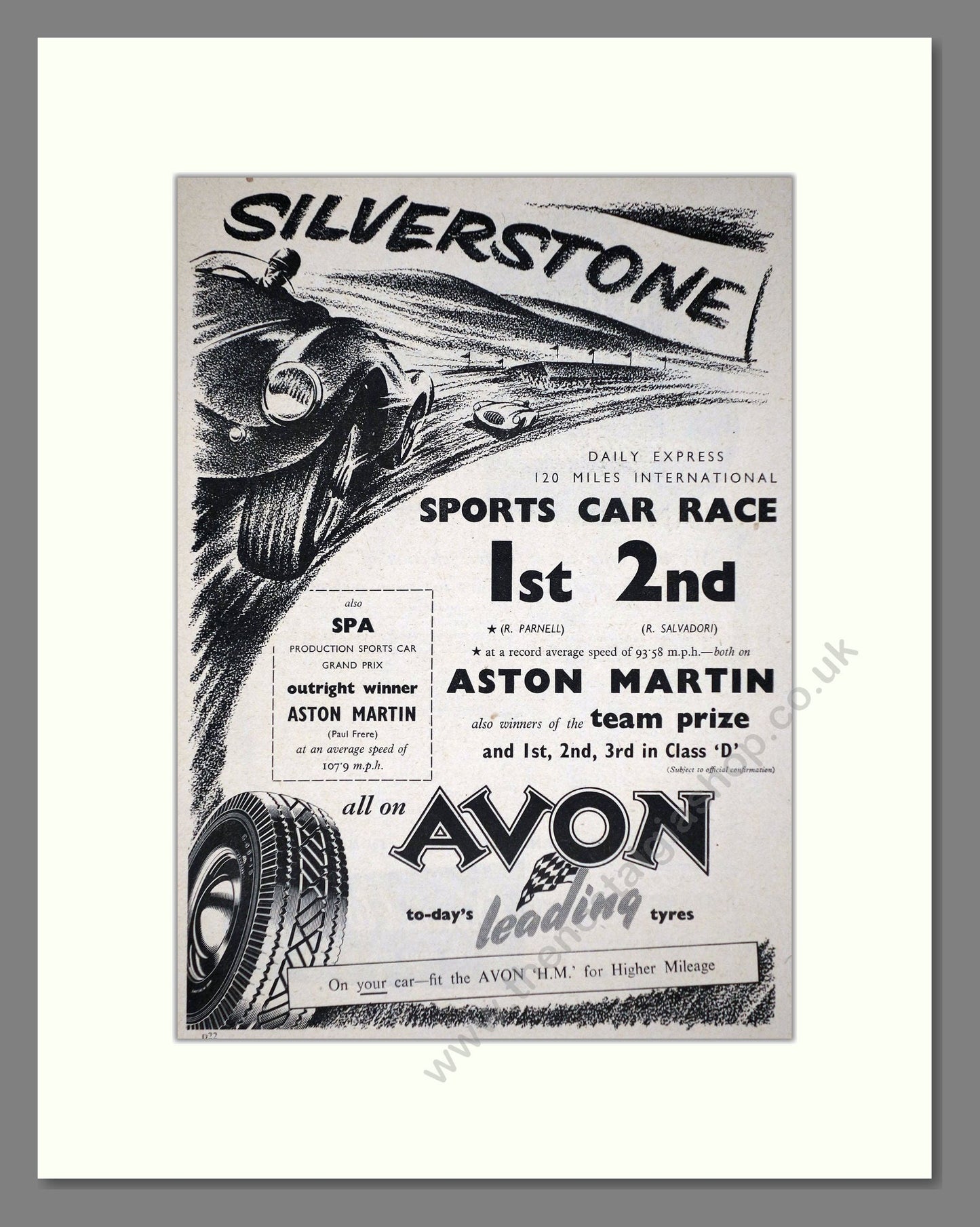 Aston Martin - Silverstone Winner. Vintage Advert 1955 (ref AD65211)