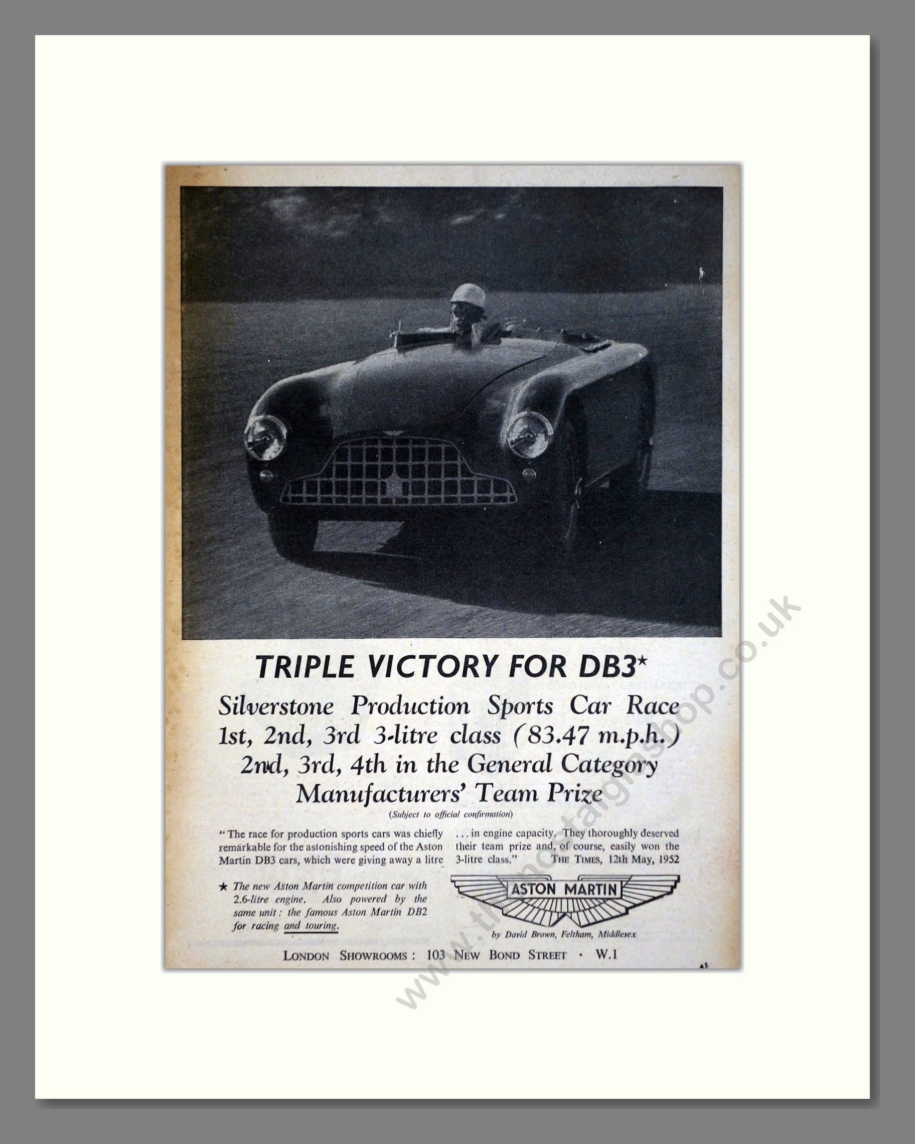 Aston Martin - Silverstone Winner. Vintage Advert 1952 (ref AD65219 ...