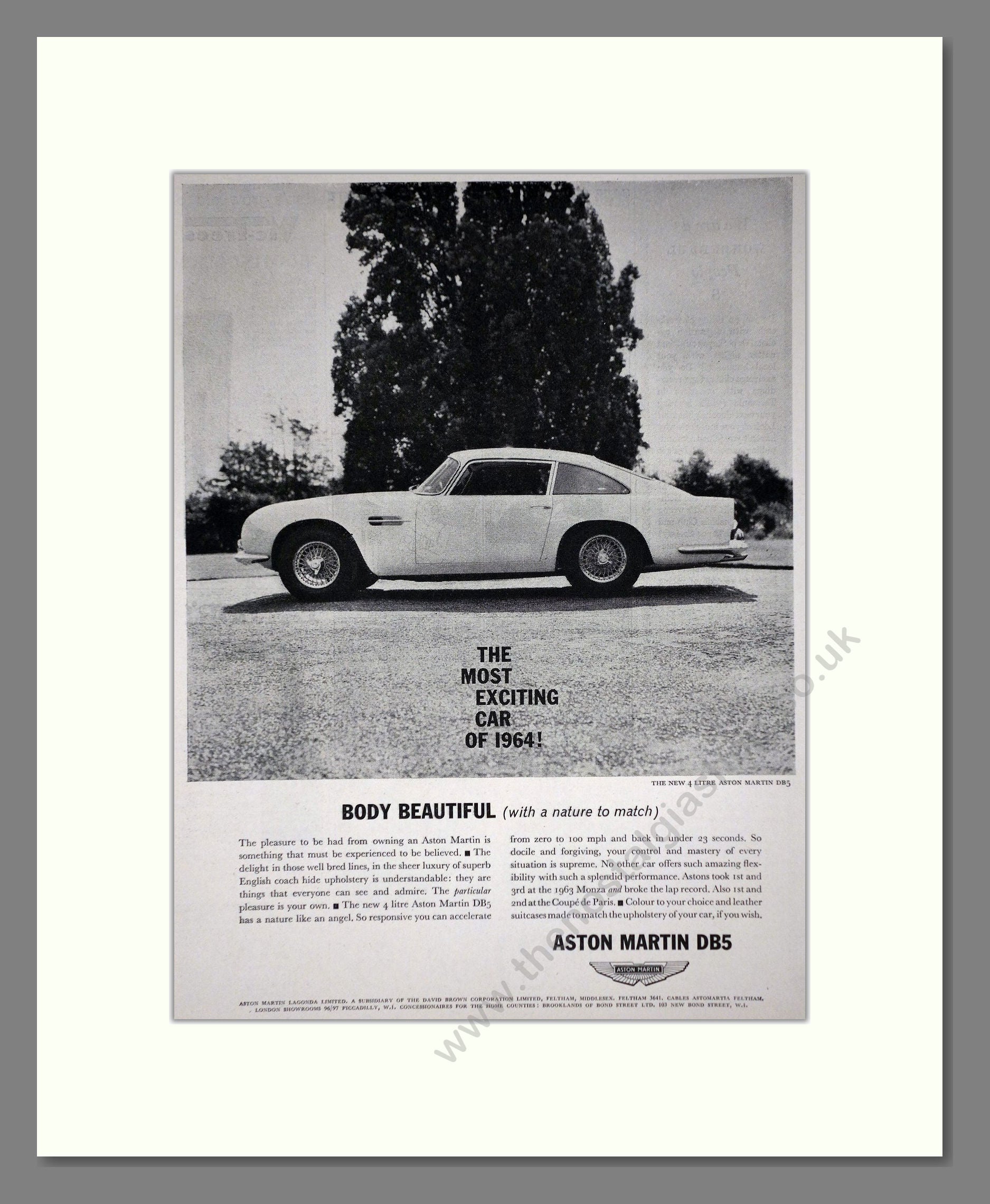 Aston Martin - DB5. Vintage Advert 1963 (ref AD65222)